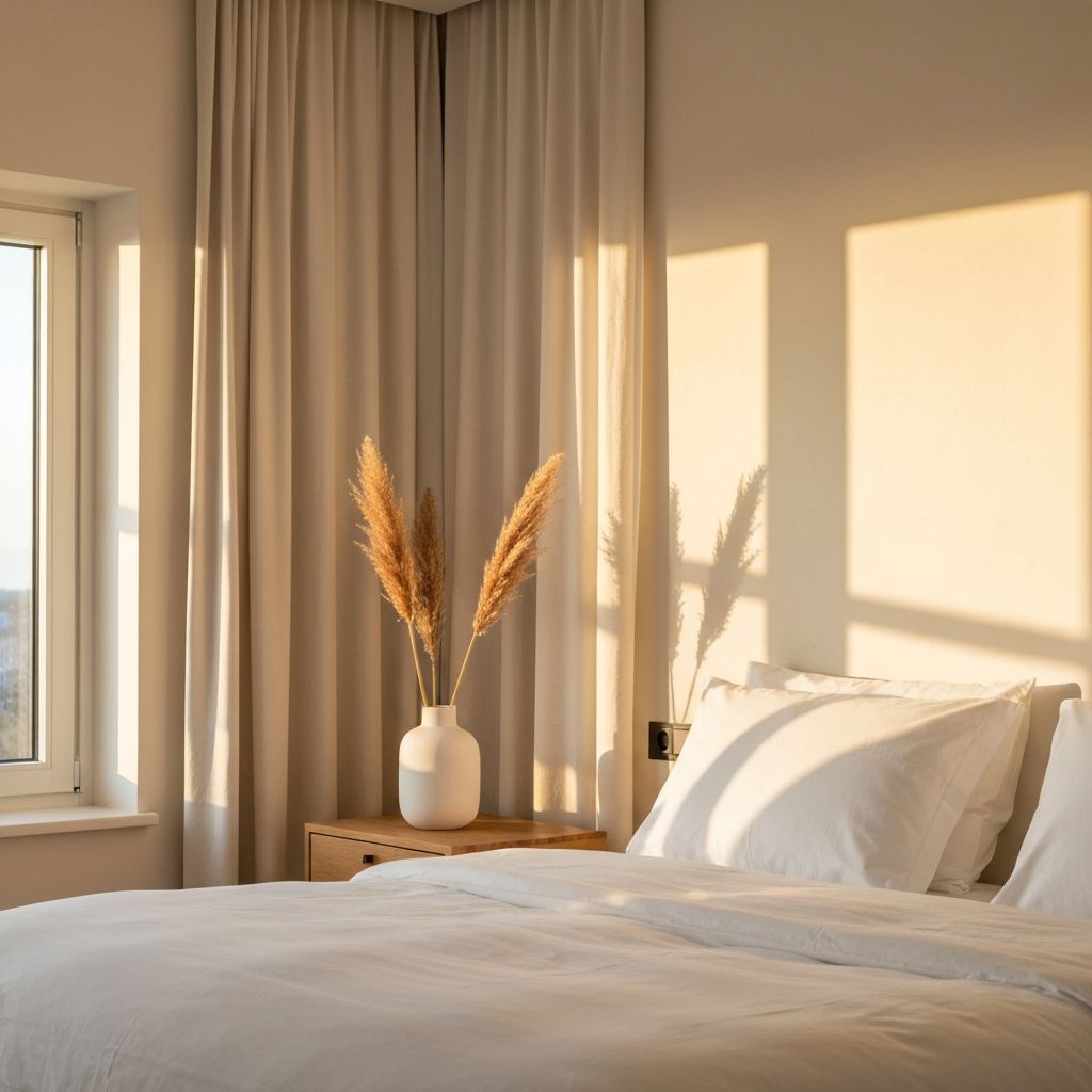 Beautiful Nordic bedroom ready for guests
